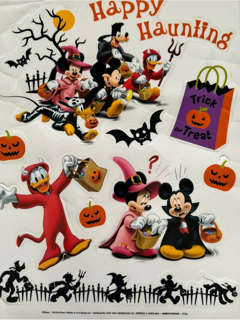 Vintage Disney Halloween Mickey Halloween Window Clings made in Taiwan